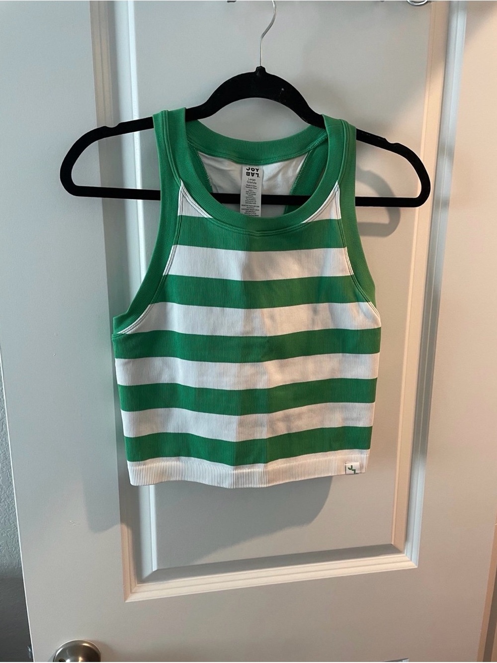 Green and White Striped Athletic Tank Top